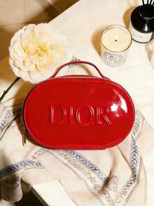 Dior 2025限量版圣诞雪花图案手拿包和化妆包套装，节日收藏品，时尚多功能手提包，非常适合存放化妆品和口红 - 紅色 - 查看 9