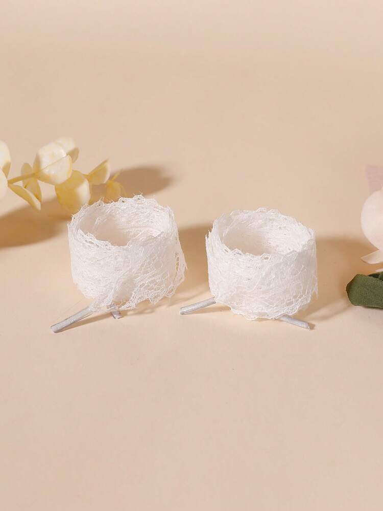 1双100厘米蕾丝鞋带，芭蕾舞风格 - 可爱配饰，适合年轻人 - 白色丝绸蕾丝装饰鞋带，适合正装鞋 - 白色 - 查看 4