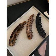 3pcs/1pc Leopard Print & Caramel Color Extra Large Banana Hair Claw Clips, Suitable For Thick Hair, Stylish & Versatile For Travel, Vacation, Photography, Everyday Use, Hair Accessories, Head Accessories - 彩色 - 查看 1
