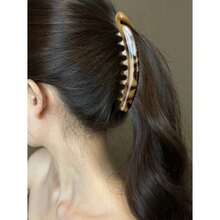 1pc Leopard Print Oversize Banana Hair Claw Clip, Caramel Color, Suitable For Thick Hair, Stylish, Chic, Casual, Travel, Photo Shoot, Everyday Use Hair Accessory, Claw Clips, Clips For Hair, Hair Slide, Hair Claws, School Stuff, Hair Accessories, Head Accessories, Hair Accessories For Women - 彩色 - 查看 3