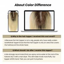 3.5"X4" 100% Human Hair Topper, Hand-Woven, Swiss Lace Base, For Women, 10" - Multicolor - View 6