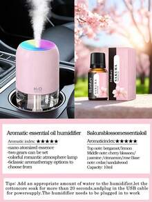 1pc 180ml Bedroom Humidifier, With 2 Working Modes, Colorful Night Light, Silent Mist, Home Electric Air Purifier, Small Aroma Diffuser, Can Be Used With Essential Oils. Available In Black, White And Pink, Suitable For Indoor Decoration. - Nhiều màu - Xem 15