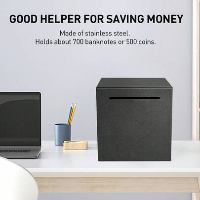 Heo đất tiết kiệm màu đen sang trọng mới, hộp đựng tiền xu bằng thép không gỉ, không vỡ - Hộp quà tiết kiệm - Dành cho bé trai và bé gái - Tương tác - Vật dụng cần thiết cho hẹn hò - Gia đình - Sản phẩm bán chạy nhất - Quà tặng cho bạn trai/bạn gái - Quà sinh nhật - Quà tặng cho các buổi tụ họp - Món quà hoàn hảo - Vật phẩm quà tặng [Mua sắm những sản phẩm tuyệt vời! Hãy đón chờ thêm nhiều sản phẩm khác!]