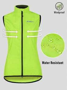 Qualicos Women's Full Zip Breathable Cycling/Running/Hiking Vest, Outdoor Sports Reflective Sleeveless Activewear With Back Pocket Summer - Yellow - View 3