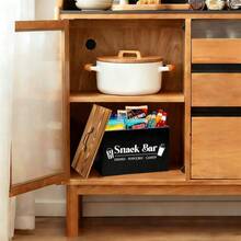 Snack Organizer For Countertop, Wood Pantry Storage Bins With Lid, Snack Organizer For Pantry, Kitchen, Food Container Snack Box, Pantry Organizer For Snacks, , Desk & Drawer Organizer For Home Storage - 黑色 - 查看 6
