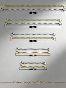 5pcs/Set Stainless Steel Necklace Extension Chain, Stainless Steel Material & Exquisite Craftsmanship - Low Allergy, Suitable For Necklaces, Bracelets, Anklets And Various DIY Jewelry Making (Double-Sided Stainless Steel Lobster Clasp) - Durable, Adjustable Length 2 To 6 Inches - 5pcs - View 3