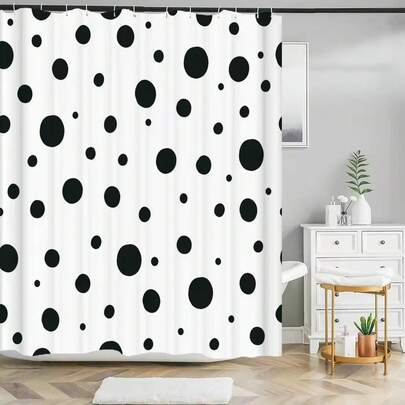 1pc Modern Minimalist Polka Dot Shower Curtain, Fashionable Minimalist Style Shower Curtain, Various Room Decoration Partition Shower Curtain, Bathroom Accessories Shower Curtain, Bathtub Curtain