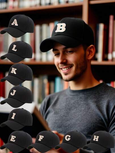 1 Pc A-Z Letters Men's Couple Woman's Stylish Baseball Cap New Design Casual Street Versatile Sun Protection Visor Solid Color Hat Breathable Sweat-Absorbing Outdoor Sports Cap
