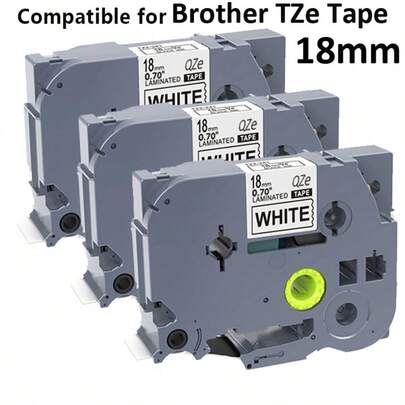 3 Packs TZe-241 TZ Tape 18mm 0.7 Black On White Replacement For TZe241 18mm Label Tape Black On White 3/4 Inch Compatible For Brother P Touch PT-D410 PT-D400 PT-D600 PT-D610BT