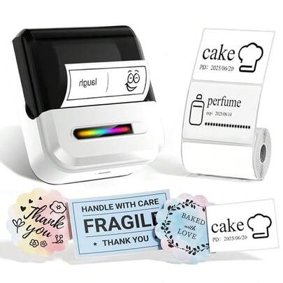 Mini Wireless Thermal Label Printer, Portable, Black & White Printing, USB Rechargeable, Suitable For Small Businesses, Homes, Offices, Can Be Used To Make Logos, Addresses, Name Tags, Clothing Tags, Barcodes, Office Supplies Organization, Etc.