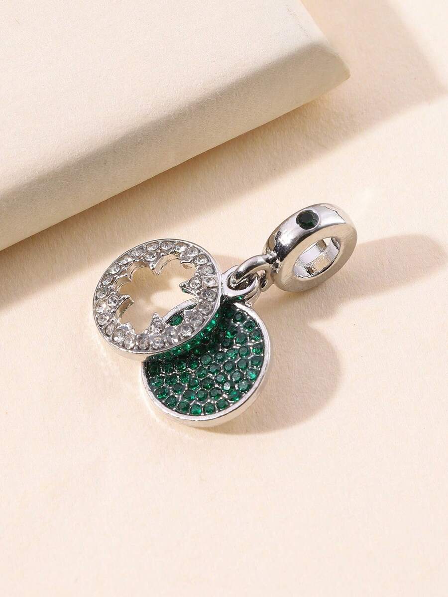 1个花朵造型绿黑水钻吊坠，DIY手链、珠子、吊坠、饰品、创意DIY配件 - 彩色 - 查看 1