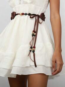 1pc Bohemian Fabric Rose Waist Chain, Casual Bohemian Fabric Waist Belt/Sash For Wedding Party, Birthday Gift, St. Patrick's Day Gift - Multicolor - View 1