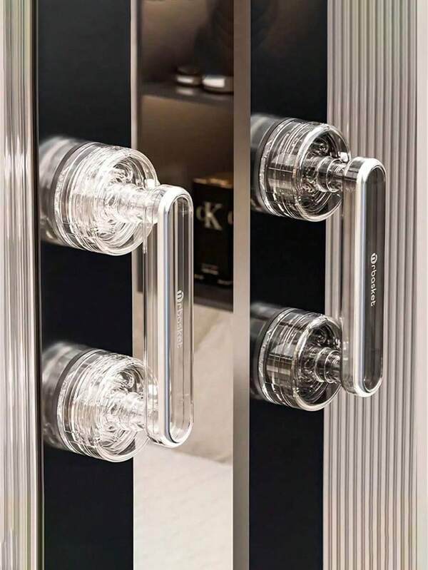 Multifunctional Acrylic Suction Door Handle, For Cabinets, Galley & Bathroom Sliding Doors, Versatile Glass-Like Furniture Pull, Strong Vacuum Grip Handle For Kitchen & Refrigerator, Door Hardware, Metal Fittings, Home Decor