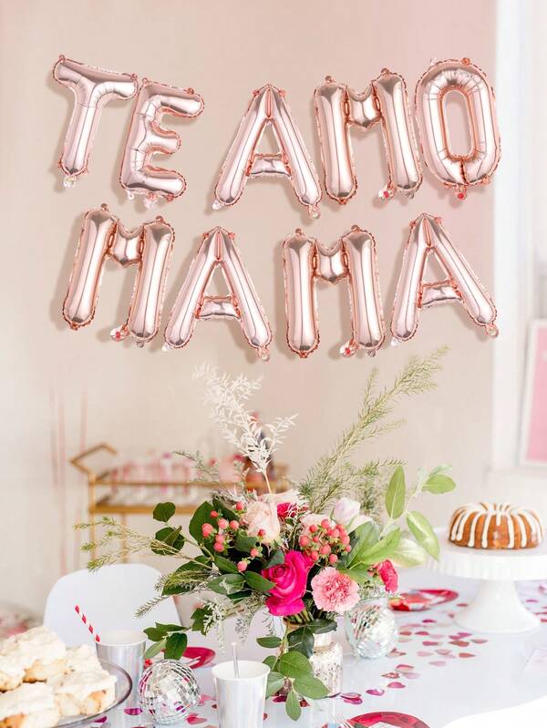 9pcs/Set "Te Amo Mama" Letter Balloons (Multi-Color), I Love You Balloons, Suitable For Mother's Day Party, Celebration Decoration, Mother's Birthday Party, Festival Party Decor, Photography Props, Gift For Mom, Indoor Shooting Background