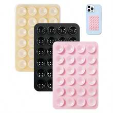 3个装硅胶吸盘手机支架，防水粘性底座，适用于大多数手机，通用指握式设计，方便自拍和视频拍摄，黑色/白色/浅粉色 - 彩色 - 查看 12