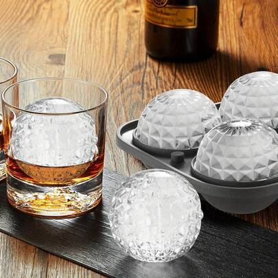 Khuôn pha lê hình cầu 3D, khay silicon hình cầu lớn kèm phễu, thích hợp làm quà tặng cho nam giới, dùng được cho rượu Bourbon và Brandy nhãn đen.