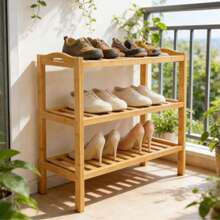 3/4/5 Tier Bamboo Shoe Rack / Entryway Breathable Storage Shelf / Multi-Function Wooden Display Rack - Multicolor - View 7