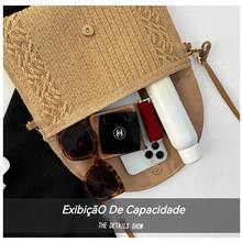 Straw Handbag Wallet With Adjustable Strap, Beach Fashion, Beautiful Women's Bag, Cell Phone And Objects Holder, Summer Fashion, Boho Chic Style, Small  Bag For Events Or Everyday Use, Very Large Capacity, Adjustable Strap - Màu Khaki - Xem 5