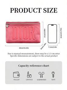 Dior هذه الحقيبة اليدوية متعددة الوظائف والأنيقة باللون الوردي رائعة لتخزين مستحضرات التجميل وأحمر الشفاه. بسعة كبيرة، تتميز بسحابات معدنية وتفاصيل راقية لسهولة الفتح والإغلاق. - وردي - مشاهدة 7