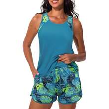 Tankini Swimsuits For Women 2026 Summer Blouson Two Piece Swimsuits Tummy Control Bathing Suit With Pockets Swim Shorts - 多色751 - 查看 1