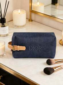 Dior 迪奥海军蓝皮革肩带化妆包，高端化妆包，优质旅行洗漱包，时尚化妆包，便携式化妆品收纳包，迪奥经典风格，送给女朋友的精致礼物 - 寶藍色 - 查看 10