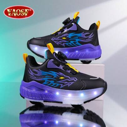 YAOSF Children & Teenager's Roller Shoes - Upgraded Version With Enhanced Stability, Detachable Dual-Use Sports Shoes, Street Cool Roller Skates, Outdoor Sports Luminous Shoes, Parent-Child Shoes, New Roller Skates, Luminous Shoes With Wheels, Night Lighting Shoes
