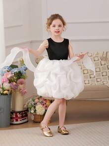 Đầm dạ hội màu trắng lưới đính ngọc trai thanh lịch cho bé gái, đầm công chúa, đầm đen, thích hợp cho tiệc sinh nhật, tiệc chiêu đãi, váy phù dâu đám cưới, váy tốt nghiệp, dạo chơi thường ngày. - màu đen - Xem 7