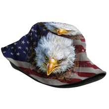 American Flag Bucket Hats Fashion Sun Cap Packable Fisherman Hat For Women Men Patriotic USA Flag Hat - AngryBaldEagleonAmericanFlag1 - View 3