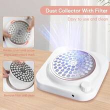 Portable Nail Dust Collector Acrylic Nails 48W Powerful Dust Collector Nails With Nail Duster Collector Vacuum With Adjustable Speed Dust Suction For Manicure Home Salon - F2-Vàng hồng 48W - Xem 3