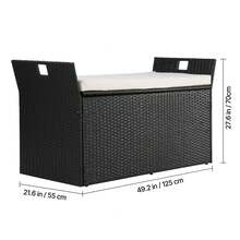Banc de rangement extérieur - Rotin 90 gallons avec Einzelsitzpolster - Voir 10
