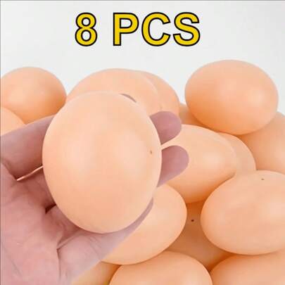 这套8个造型逼真的彩蛋，散发着永恒的美感，是任何家居或庆祝活动的理想装饰品。简约逼真的设计超越了季节的限制，让您一年四季都能欣赏它们，而不仅仅是在复活节。天然的蛋壳色调和经典的轮廓营造出一种温暖治愈的氛围，既充满怀旧气息又清新怡人，唤起人们对春天的喜悦和复活节传统的记忆。
