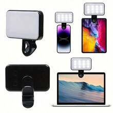 No 015062149-0001 1 pieza Luz de anillo selfie de temperatura de color bi-color cálida y fría, luz de relleno selfie portátil, luz selfie con clip, lámpara selfie para teléfono, adecuada para teléfonos y computadoras, maquillaje, reuniones de Zoom, transmisión en vivo, vlogging, perfecta para selfies y videollamadas, regalo del Día de la Mujer de 150mAh - A - Ver 3