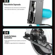 Sierra Eléctrica Circular, 7 1/4 Pulgadas, 1500W, Ideal para Cortar Madera y Plástico, Herramienta de Carpintería Profesional Azul - Azul menta - Ver 3