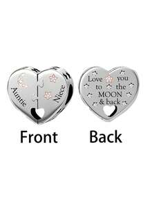1 Exquisite 925 Sterling Silver Heart-Shaped Aunt And Nephew Pendant Bead DIY Souvenir For Both Men And Women's Birthdays - Silver - View 3