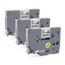 3 Rolls Of 12mm Wide White Label Tape Compatible With Brother Label Makers, Suitable For Models PTD210, PTD220, PT2040, PTD400, PTD600, PTD610BT, Black Text On White Background - 3 Pack - View 9