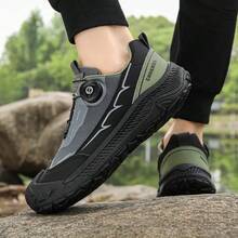 [Special Offer] Men's Quick Rotary Buckle Outdoor Hiking Shoes, Non-Slip Wear-Resistant Rugged Sole Anti-Collision Toe Breathable Trekking Sneakers For Trail Walking Camping Climbing Mountaineering Daily Outdoor Use - 灰色 - 查看 6