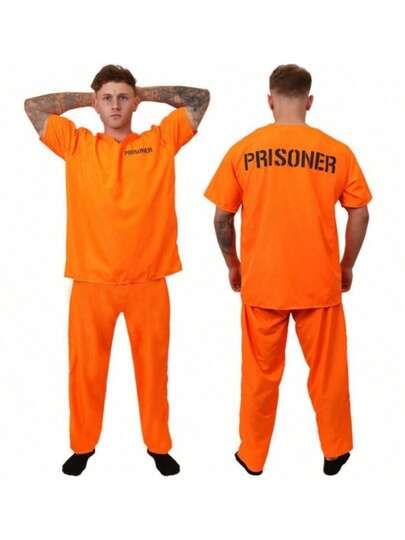 一套成人角色扮演囚服，包含上衣和裤子