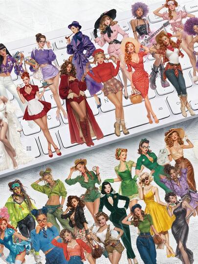 50pcs Pop Art Girl Graffiti Decorative Stickers, Waterproof Stickers Suitable For Laptop, Phone, Skateboard, Guitar, Fridge, Computer Desk, Office Chair, Scrapbook, Phone Case, Decoration, Suitable For Birthday Party, Holiday Gifts