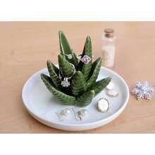 Aloe Ring Holder,Cactus Ring Dish,Jewelry Holder Trinket Tray For Rings Organizer - 白色 - 查看 2