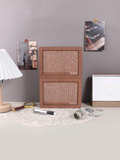 木质现金储蓄罐 - 10000美元挑战储蓄罐，带锁，简约桌面装饰，适合家庭办公室，创意现金硬币收纳盒，成人独特礼物之选