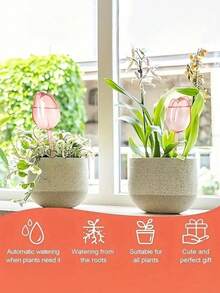 郁金香造型自动浇水器，窄口设计延长浇水时间，郁金香浇水球，适用于室内外植物、吊篮、园艺工具和草坪护理，塑料自动浇水球，装饰性设计，浇水配件，户外园艺用品 - A - 查看 5