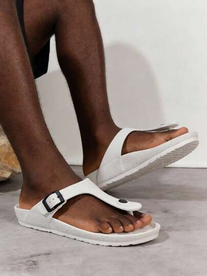 Plus Size Men's Casual Solid Color Beach Slippers, Hollow-Out EVA Outdoor Sandals For Summer, Suitable For Casual, Outdoor, Beach, Party, Home, Breathable And Non-Slip, Suitable For Teenagers, Summer Casual, Outdoor Sports, Vacation, Graduation Gift, Birthday Gift