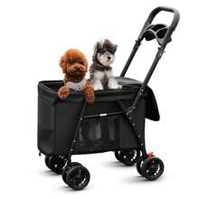 Foldable Dog Stroller 4 Wheels - Sturdy Pet Stroller With Breathable Mesh Windows For Dogs Up To 44lbs - Black - View 1