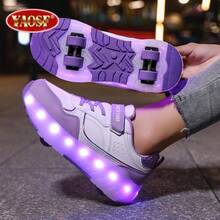 YAOSF أحذية تزلج للأطفال/المراهقين - إصدار محسن بثبات معزز، أحذية رياضية قابلة للفصل 2 في 1، أحذية تزلج رياضية خارجية مضيئة، أحذية أبوين-طفل، زلاجات جديدة مضمنة، أحذية مضيئة ليلاً، أحذية تزلج كهربائية قابلة للشحن عبر USB، أحذية تزلج مضيئة بالليد، أحذية رياضية بنعول مضيئة، أحذية تزلج رياضية للأولاد/البنات/الطلاب للاستخدام الخارجي، هدية عيد مهرجان عالية الجودة للأطفال - الأرجواني - مشاهدة 3