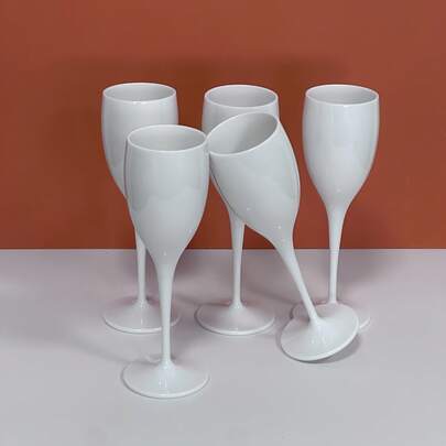 5oz Ceramic Champagne Flutes, Unbreakable High Stem Glasses, Reusable Champagne Cups - Modern & Suitable For Home, Wedding, Baking, Valentine's Day, Kids Party, Anniversary, Father's Day, Mother's Day, Easter, Holiday Picnic, New Year Party