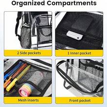 Large Heavy Duty Clear Backpack Waterproof See Through Plastic PVC For School UK - Transparent & Black - View 6