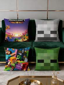 Minecraft 我的世界 2D 抱枕，适用于床、Minecraft 周边区域、学生宿舍午睡、床、窗边沙发、床头靠枕，方形超大抱枕套（含填充物），所有物品齐全。 - 彩色 - 查看 11