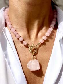 1件巴洛克风格仿珍珠几何串珠铜色项链，女士款，适合派对、聚会、仪式和日常佩戴 - 彩色 - 查看 9