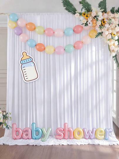 1pc/2pcs White Baby Shower Backdrop Curtain, White Milk Silk Backdrop Curtain, 1st Birthday Decor, Bridal Party Supplies, Anniversary Party Stage Decor, Birthday Party Decor,Baby Party Decor,Gender Reveal Party, Home Decor,Room Photo Backdrop Decor, White Satin Backdrop Curtain,Party Background Decoration,Baby Shower Gift,Babe Shower Backgroud Decor Props