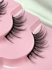 7对半截假睫毛，自然黑色带猫眼睫毛，防水尖头仿貂毛假睫毛，纤细轻盈的半截假睫毛，可重复使用，尖头假睫毛，送给女性和女孩的礼物，睫毛嫁接，假睫毛，单簇假睫毛 - 眼尾拉長款 - 查看 5